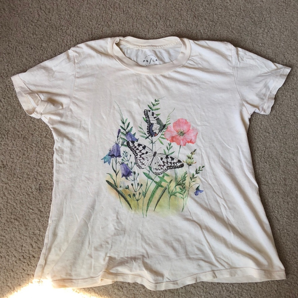 Butterfly and Flowers T Shirt